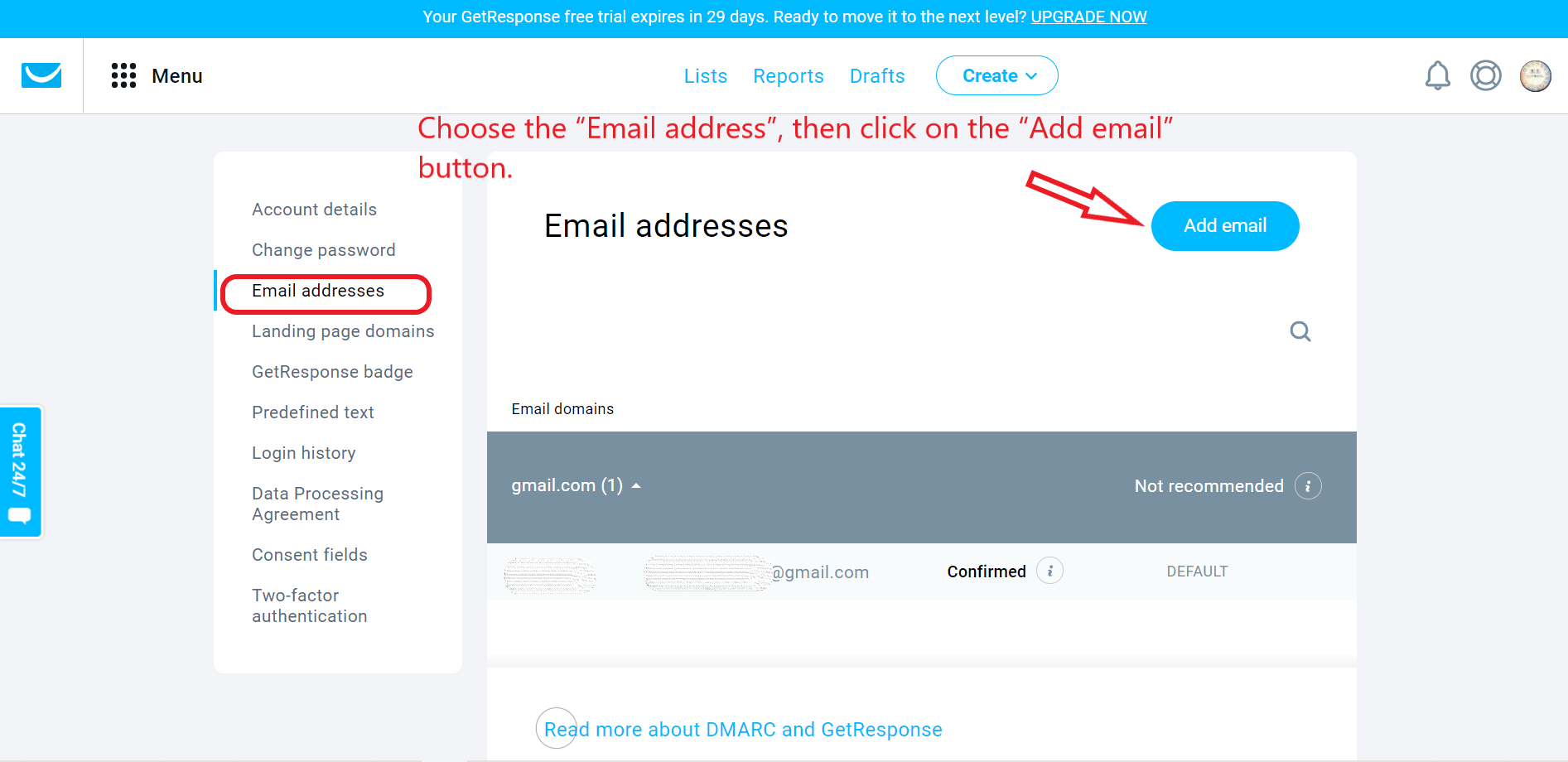 GetResponse - add email