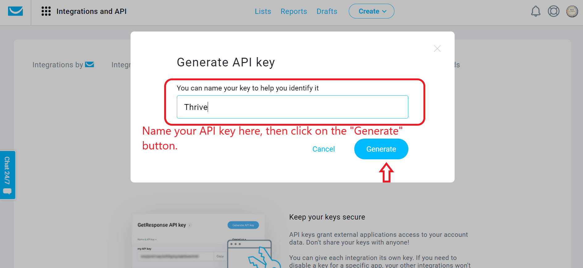  GetResponse API key
