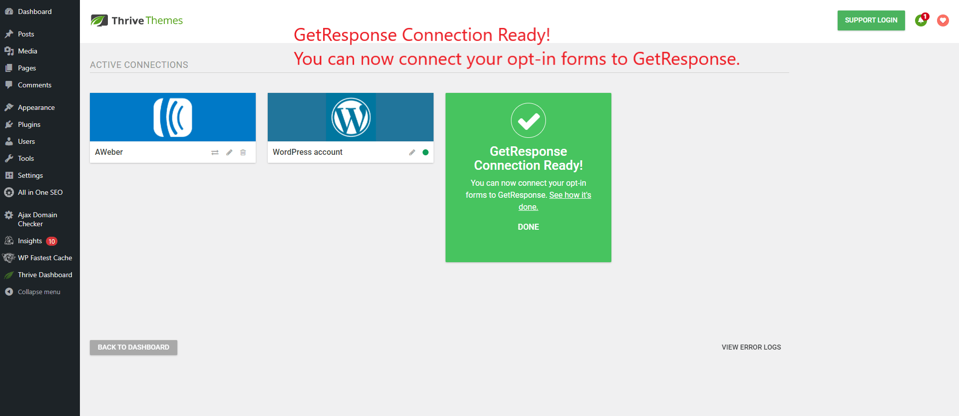 integrate to GetResponse