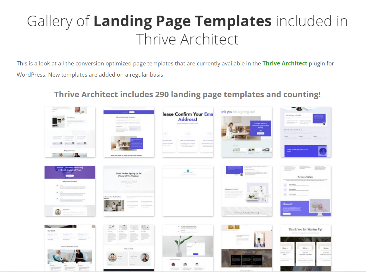 Thrive architect landing page templates