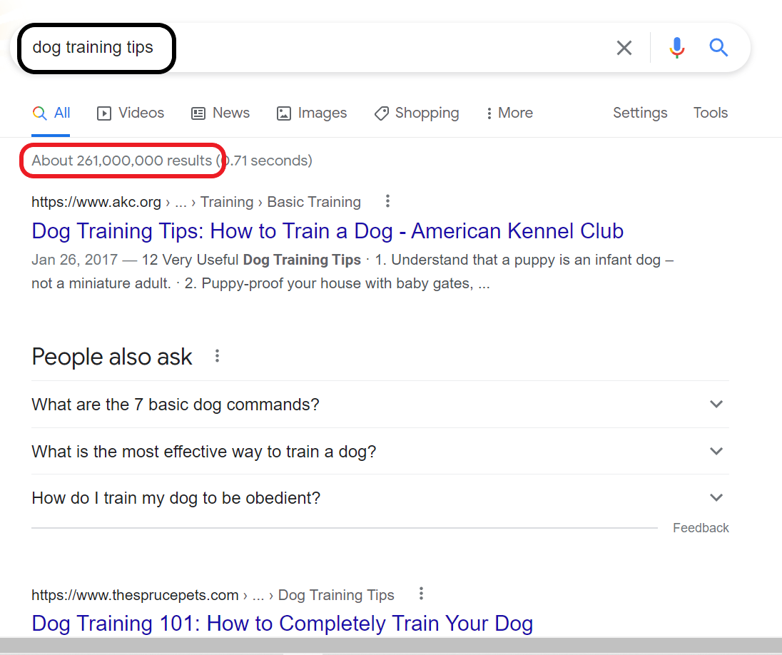 google search-dog training tips