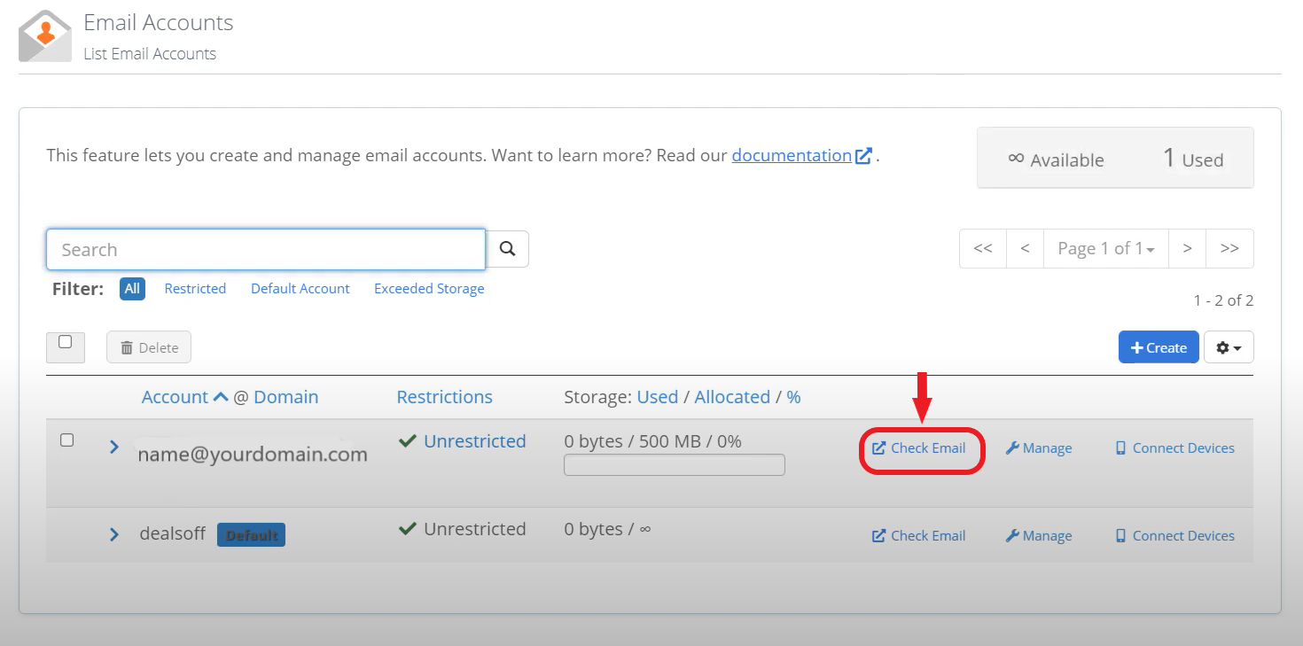 create email account with Bluehost