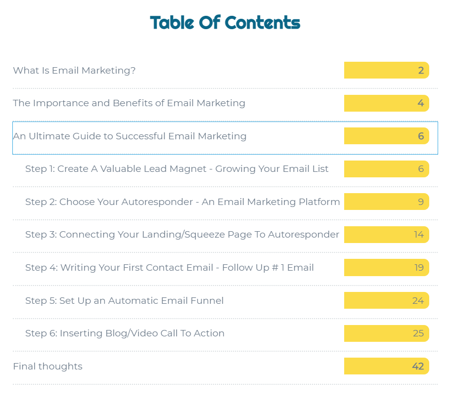 designrr - table of content